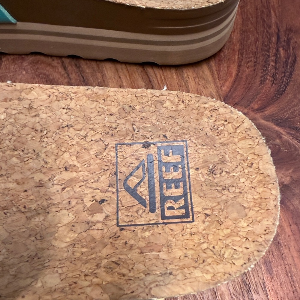 Reef Women's Turquoise Leaf Cork Slide Sandals - Picture 10 of 13